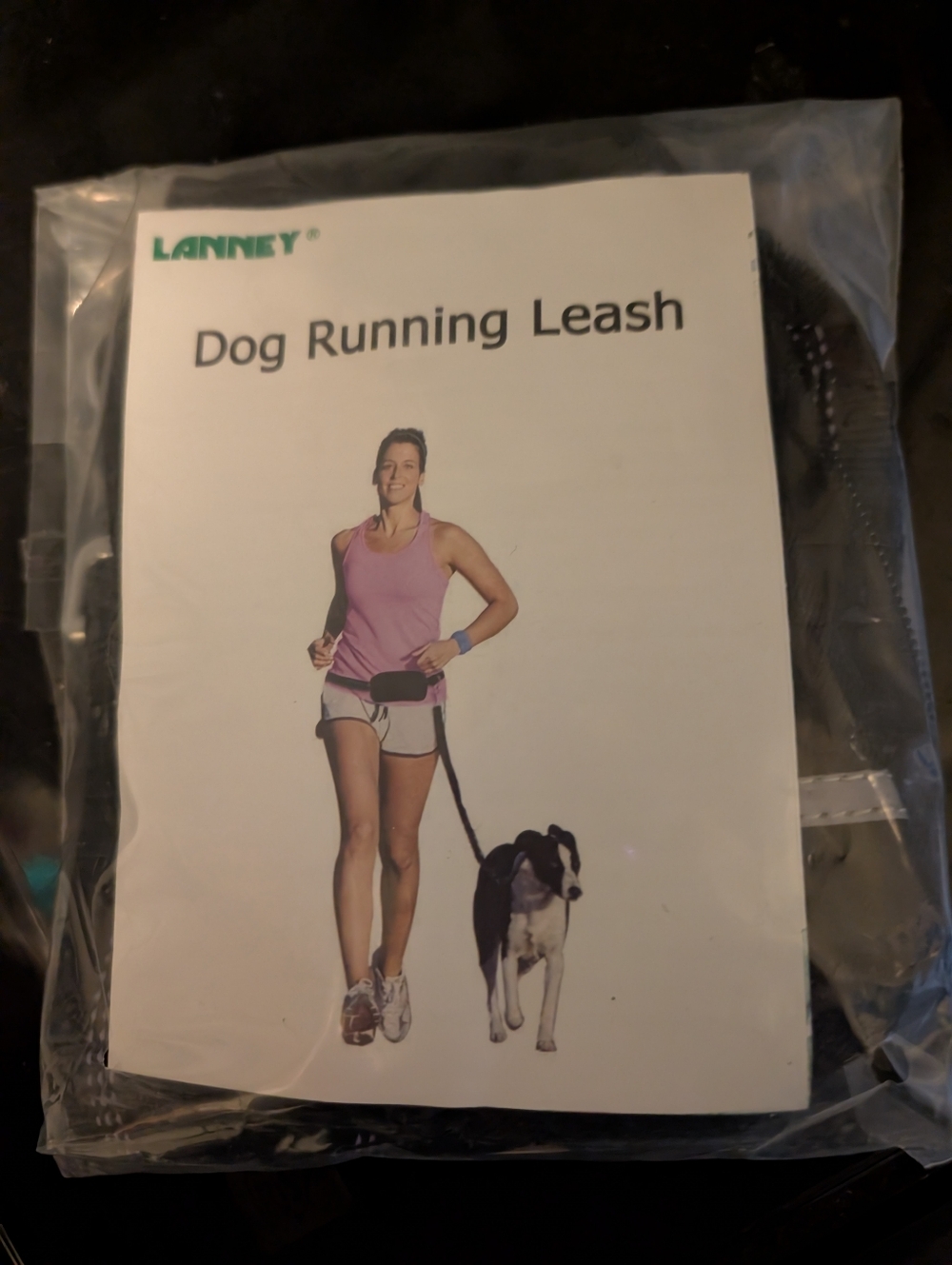 LANNEY Dog Running Leash - Black NEW